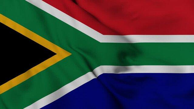 South Africa flag waving in the wind. 4K video.