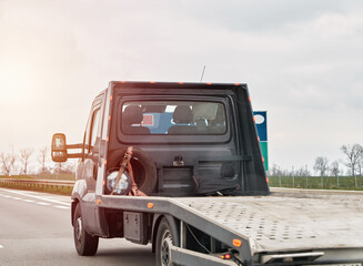A tow truck on the public road