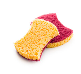 Sponges for washing dishes isolated on white background.