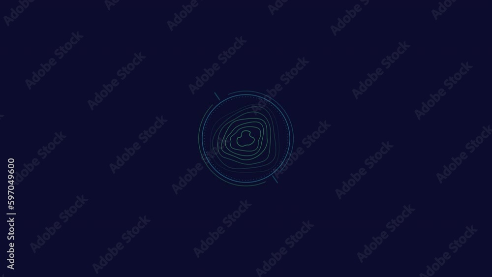 Poster looped animation of a topographic contour in a circle hud element.