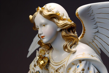 An Angel. Porcelain angel statue. digital ai art	