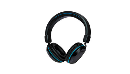 3D Rendering of Standard Black Headphones on Transparent PNG Background with Isolated Copy Space, Attention-grabbing product advertisement,  marketing, promotion, business, technology, gadgets, 