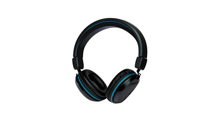 Fototapeta premium 3D Rendering of Standard Black Headphones on Transparent PNG Background with Isolated Copy Space, Attention-grabbing product advertisement, marketing, promotion, business, technology, gadgets, 