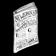 black and white newspaper