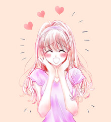 喜ぶ女性　ハート