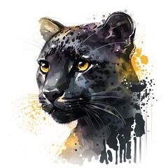 Schwarzer Panther Wasserfarben Illustration. Generative AI