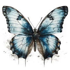 Large blue  butterfly watercolor created by Generative Ai Tools