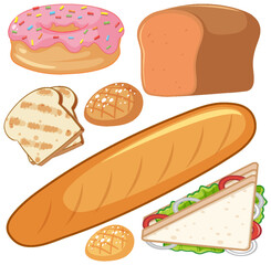 Set of food cartoon isolated