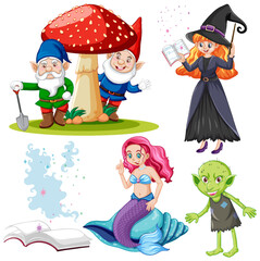 Obraz na płótnie Canvas Fairy Cartoon Character Vector Set