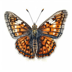 Marsh Fritillary butterfly watercolor created by Generative Ai Tools