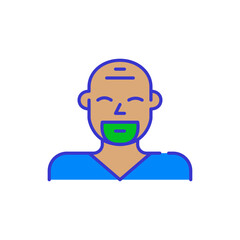 Olive skinned bald man. Bold color cartoon style simplistic minimalistic icon for marketing and branding