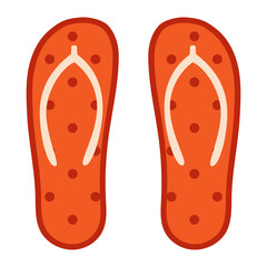 Vector spotted flip flops in flat design. Red shales with dots. Footwear for beach or swimming pool. Summer shoes.