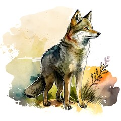 Wolf Wasserfarben Illustration. Generative AI
