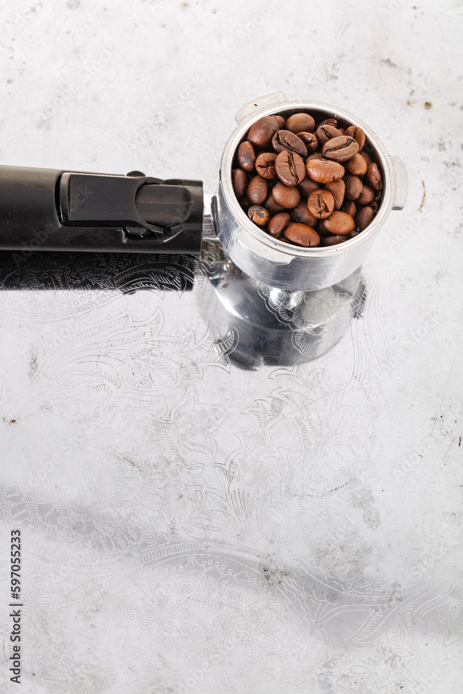 Canvas Prints fresh coffee beans and table background