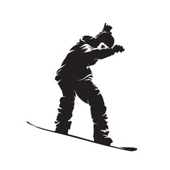 Snowboarding, isolated vector silhouette, winter sport athlete