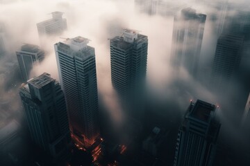 Foggy cityscape in 3d. Generative AI