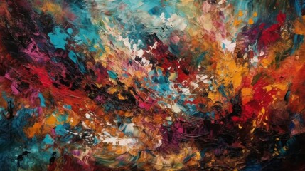 Obraz na płótnie Canvas Vibrant area rug with abstract artwork. AI generated