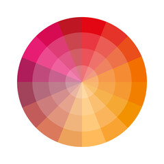 Raspberry, red, Crimson circular palette. Color palette. Gradient color. Rainbow gradient. Vector illustration.