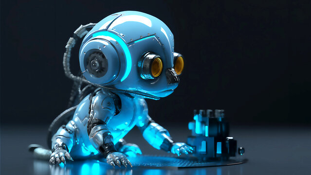 Futuristic robot meerkat. Illustration. Post processed AI generated image