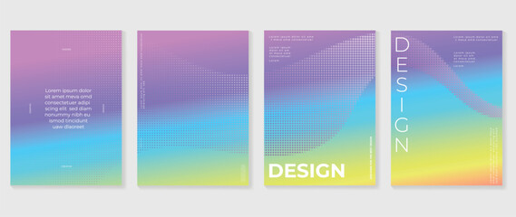 Abstract gradient background vector set. Minimalist style cover template with vibrant color, dot pattern, halftone collection. Ideal design for social media, poster, cover, banner, flyer, wall art.