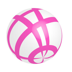 Colorful beach plastic ball on transparent background