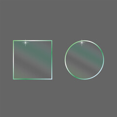 Graphic design 3d icon set. Gradient color. Realistic glassmorphism matte plexiglass shape. Vector illustration.