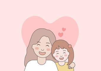 Mother and Daughter Smiling Together. Happy mother's day.