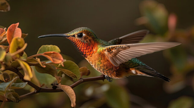 photo of humming bird animal with blur background