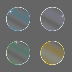 Graphic design 3d icon set. Gradient color. Realistic glassmorphism matte plexiglass shape. Vector illustration.