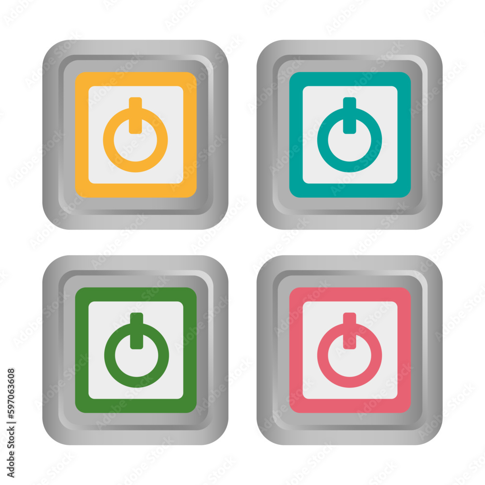 Poster volumetric power buttons. computer tech. computer technology concept. vector illustration.
