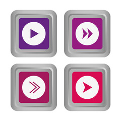colored arrow buttons. Volumetric square buttons with arrows. Vector illustration.