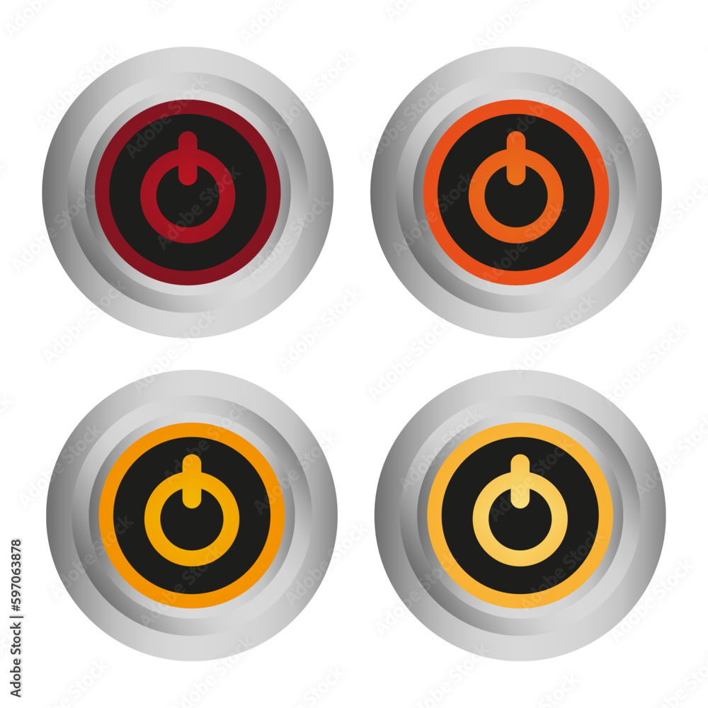 Poster volumetric power buttons. computer tech. computer technology concept. vector illustration.