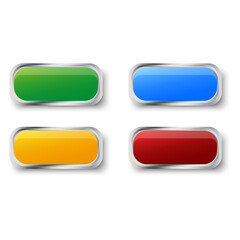 3d set with rectangular colored buttons. Vector illustration.