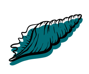 Shell with an outline in a trendy minimal style. Vector illustration of a spiral shell for tattoo, design social media post and stories.