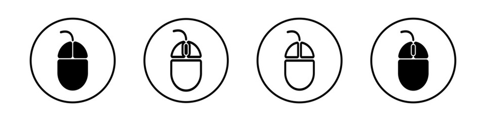 Four mouse in circle vector icon. Computer cursors pointer. Mouse click cursor sign.