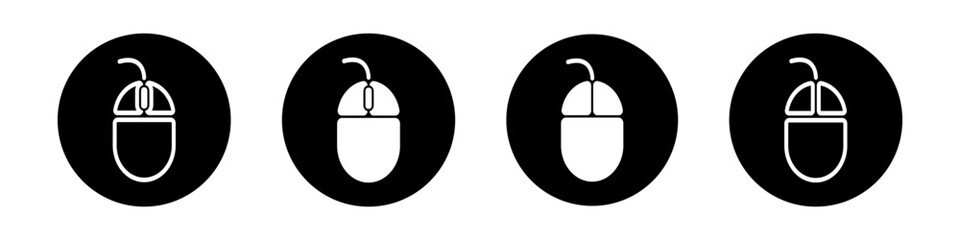 Four mouse in circle vector icon. Computer cursors pointer. Mouse click cursor sign.