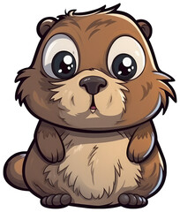 Obraz premium Funny and cute marmot transparency sticker.
