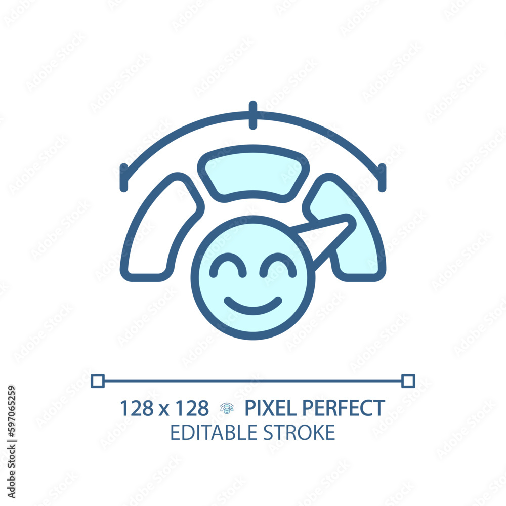 Poster rating scale pixel perfect rgb color icon. representation of customer satisfaction. client service e