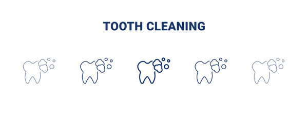 tooth cleaning icon. Thin, light, regular, bold, black tooth cleaning icon set from dental health collection. Editable tooth cleaning symbol can be used web and mobile