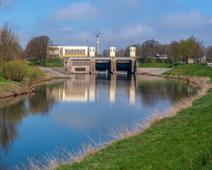 Obraz premium Predmerice nad Labem, Czech Republic-04-12-2023:Elbe bridge of road 29912 near Predmerice nad Labem