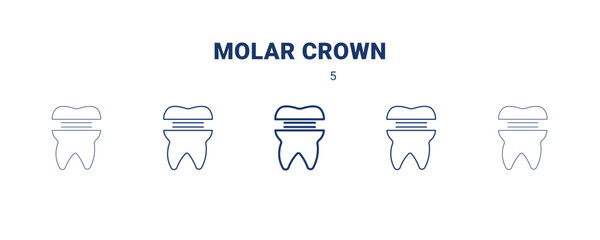 molar crown icon. Thin, light, regular, bold, black molar crown icon set from dental health collection. Editable molar crown symbol can be used web and mobile