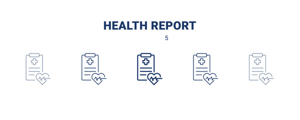health report icon. Thin, light, regular, bold, black health report icon set from dental health collection. Editable health report symbol can be used web and mobile