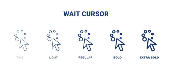 wait cursor icon. Thin, light, regular, bold, black wait cursor icon set from user interface collection. Outline vector. Editable wait cursor symbol can be used web and mobile