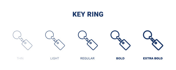 key ring icon. Thin, light, regular, bold, black key ring icon set from tools and utensils collection. Outline vector. Editable key ring symbol can be used web and mobile