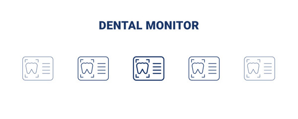 dental monitor icon. Thin, light, regular, bold, black dental monitor icon set from dental health collection. Editable dental monitor symbol can be used web and mobile