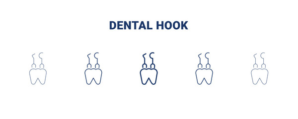 dental hook icon. Thin, light, regular, bold, black dental hook icon set from dental health collection. Editable dental hook symbol can be used web and mobile