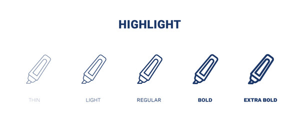 highlight icon. Thin, light, regular, bold, black highlight icon set from tools and utensils collection. Outline vector. Editable highlight symbol can be used web and mobile