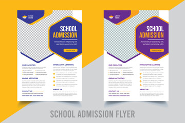 School admission flyer design set. back to school flyer design set. Back to school admission flyer. School admission template for flyer design. vector illustration design.