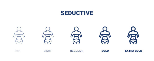 seductive icon. Thin, light, regular, bold, black seductive icon set from people and relation collection. Outline vector. Editable seductive symbol can be used web and mobile