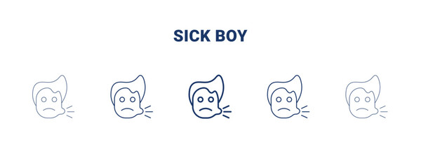 sick boy icon. Thin, light, regular, bold, black sick boy icon set from dental health collection. Editable sick boy symbol can be used web and mobile